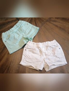 Falls Creek Kids Toddler Girls Shorts 2T Bundle White & Mint Green Pull-On Elast